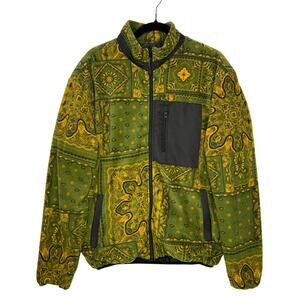 Bandana Patchwork Print Mens Size M Fleece Jacket Forever 21 Quilted Zip Up Gorp